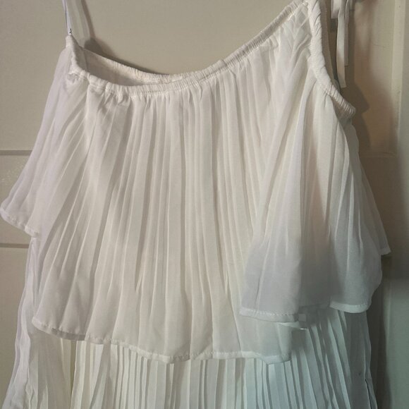 Lulus Blowing Kisses White Pleated One-Shoulder Mini Dress - XL, NWT - Picture 8 of 11
